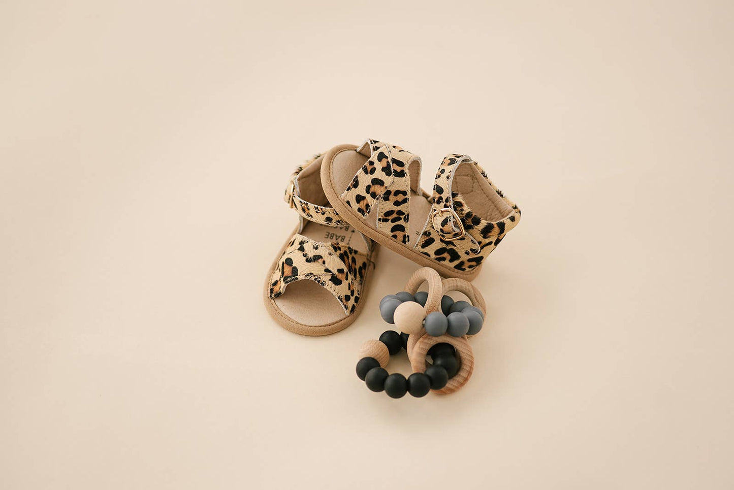 Leopard Split-Soled Leather Baby Sandals: 18-24m