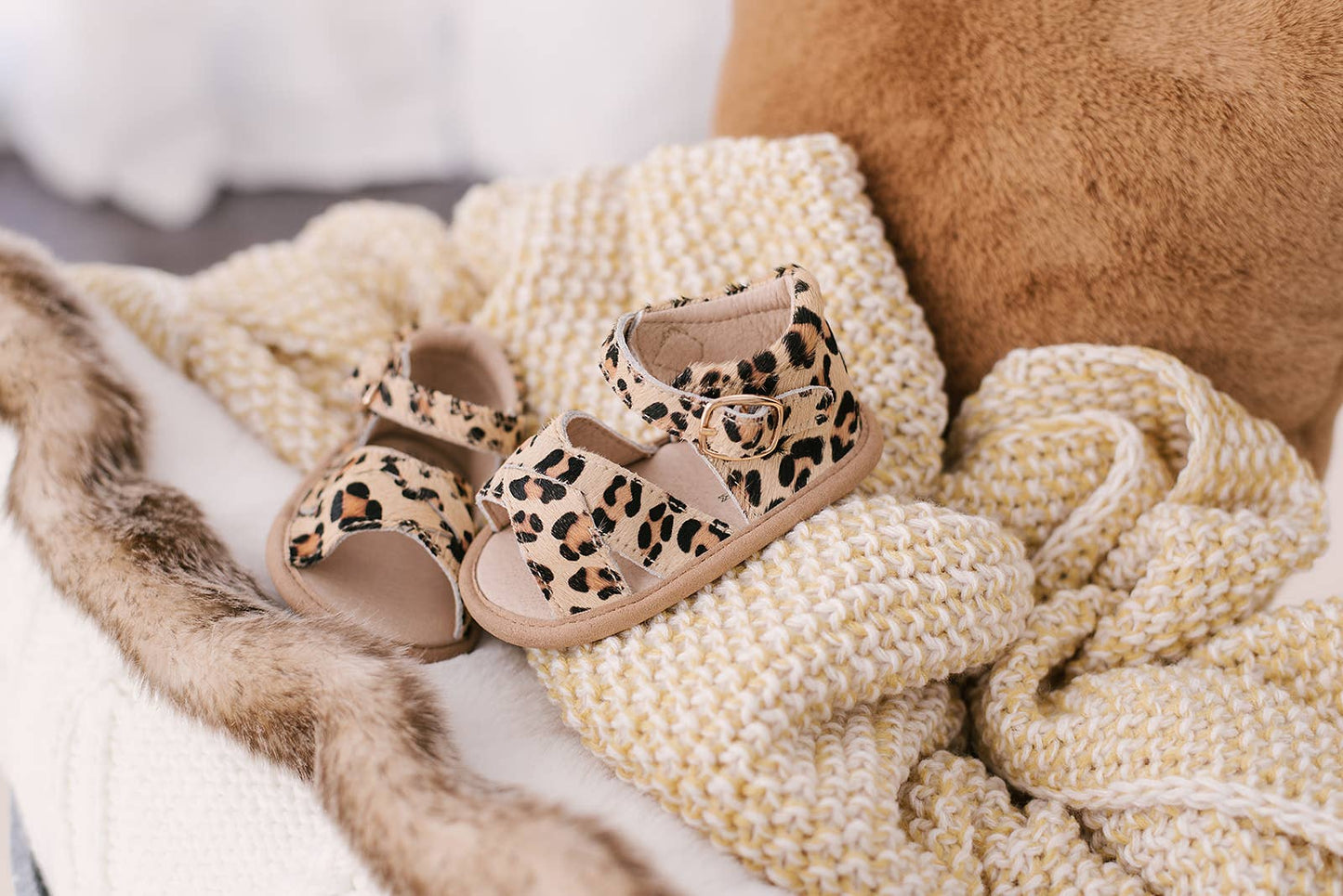 Leopard Split-Soled Leather Baby Sandals: 18-24m