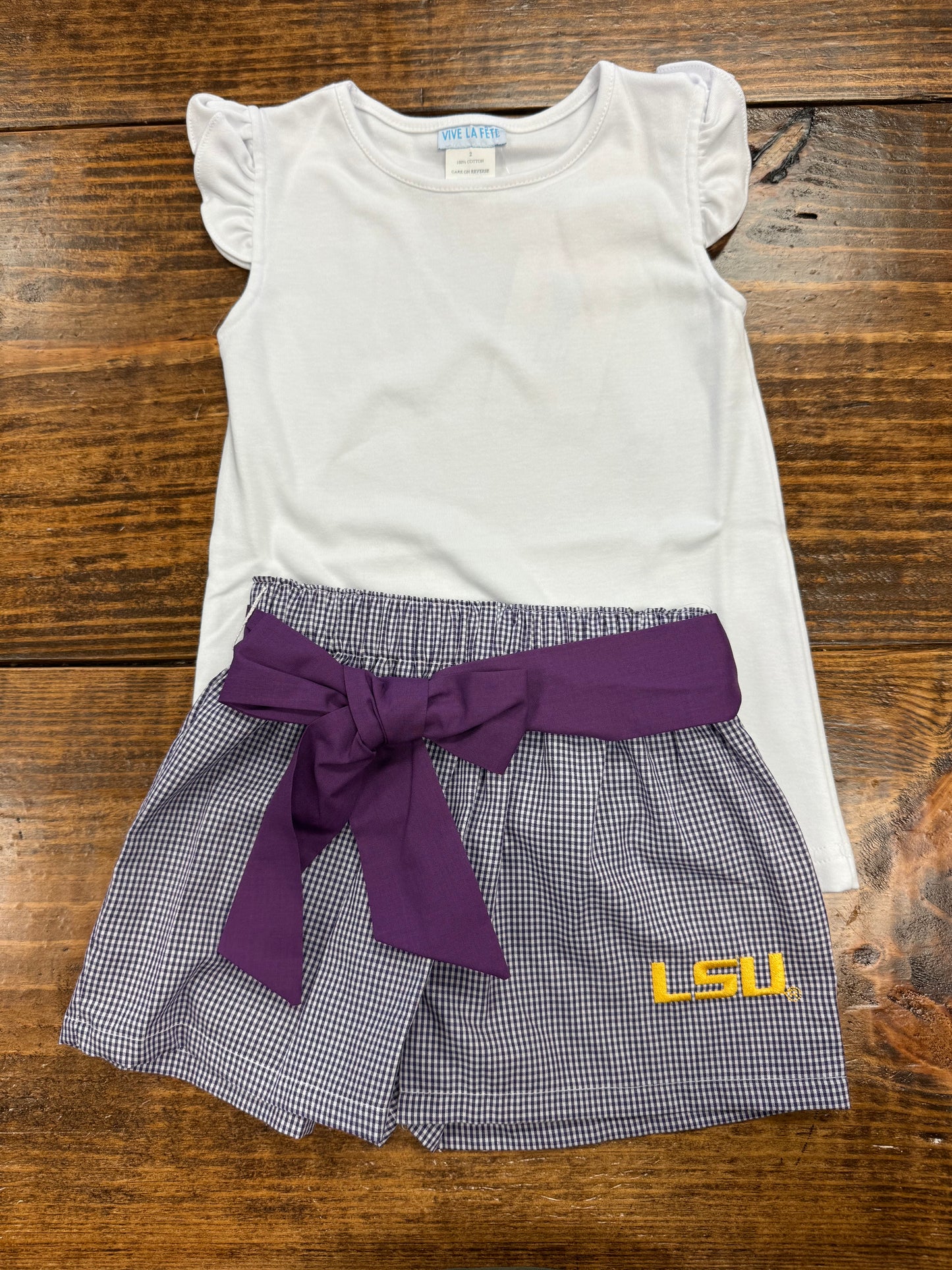 LSU Tigers Purple Gingham Short Set