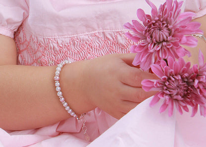 Girls Sterling Silver Pearl Bracelet