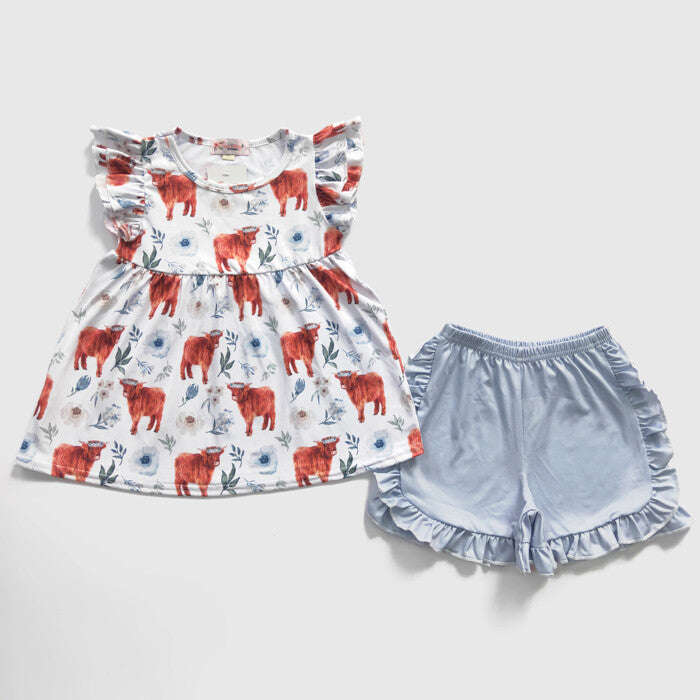 Baby Blue Highland Summer Short Set