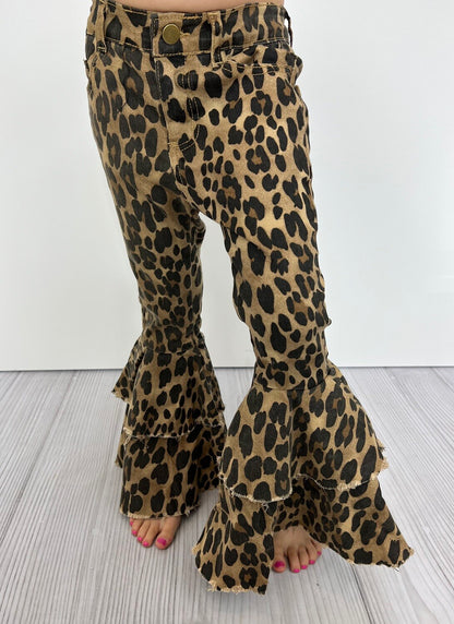 Cheetah Denim Flare Pant