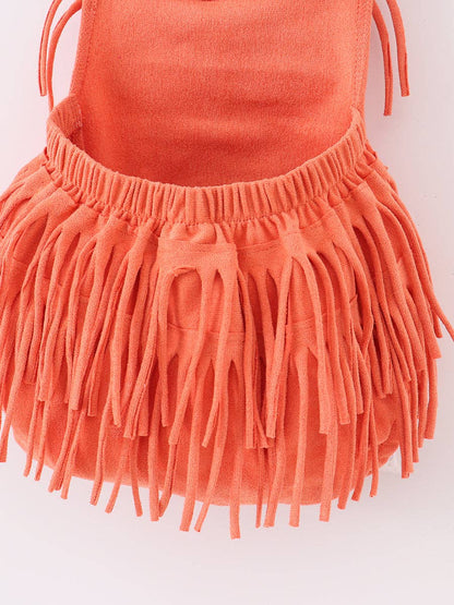 Suede Baby Girl Tassel Romper