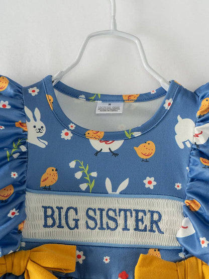 Blue Chicken BIG SISTER Ruffle Smocked Girl Dress