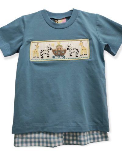 Banana Split Noah’s Ark Smocked Boys Short Set