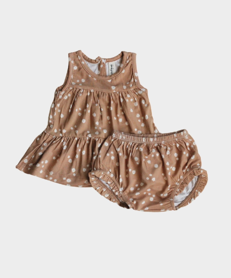 Baby Sprouts Butterscotch Daisy Peplum Tank & Bloomer Set