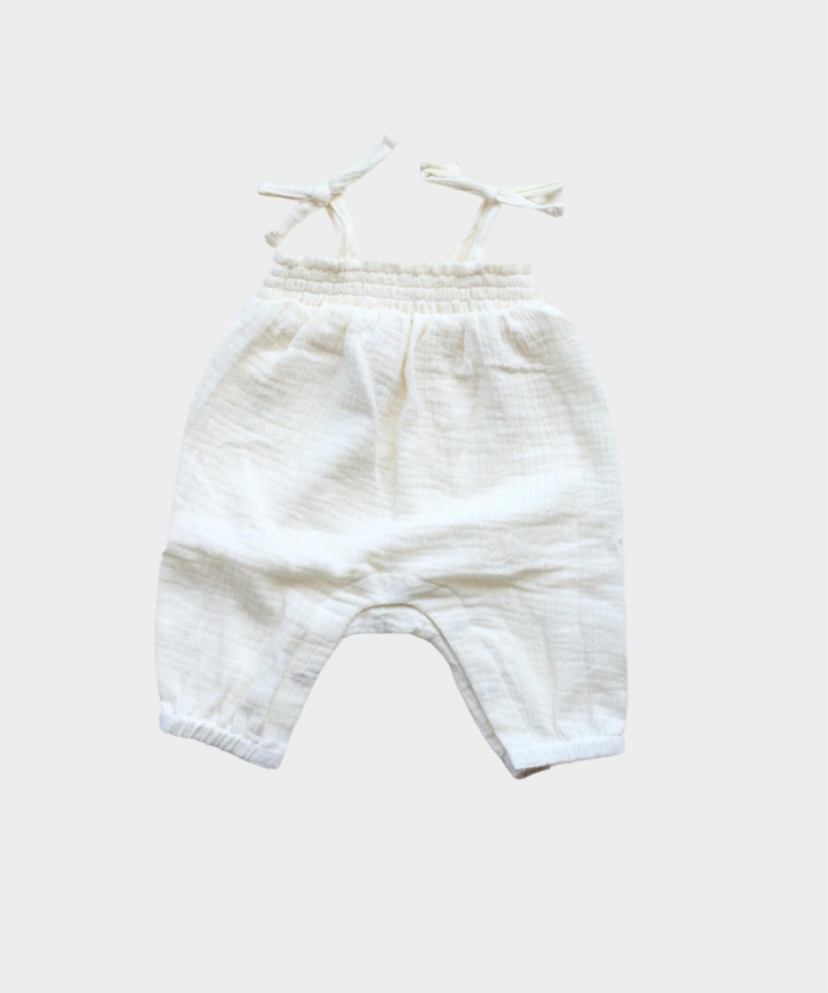 Baby Sprouts Creme Gauze Baby Romper