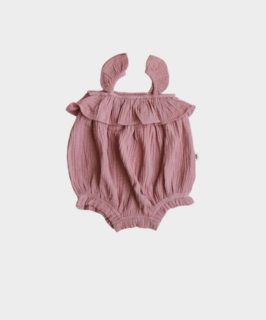 Baby Sprouts Dark Rose Bubble Romper