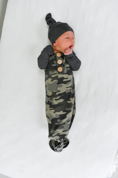 Camo Bamboo Knot Gown & Hat