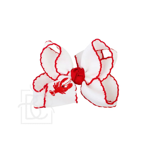 Red Edge Embroidered Crawfish Bow