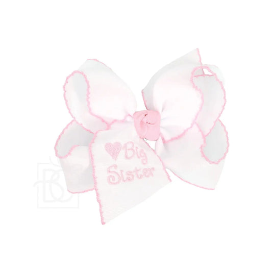 Light Pink Embroidered Big Sister Bow