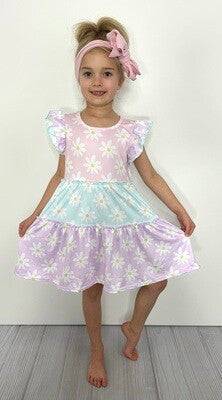 Pastel Tier Daisy Summer Dress