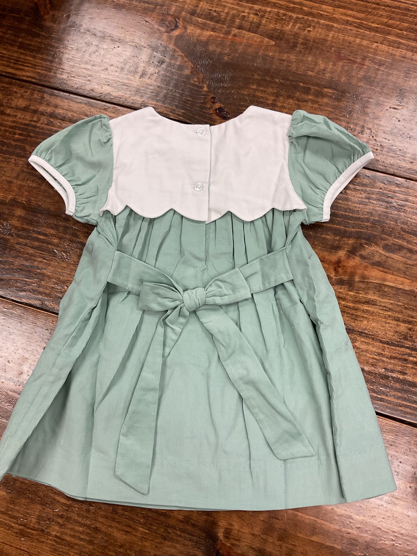 Green Cord Scalloped Dress