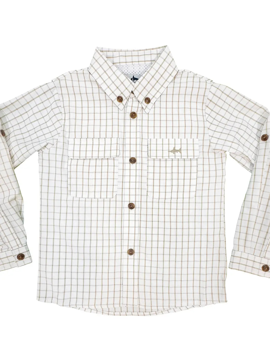 Flagler Fishing White and Khaki Buttonup