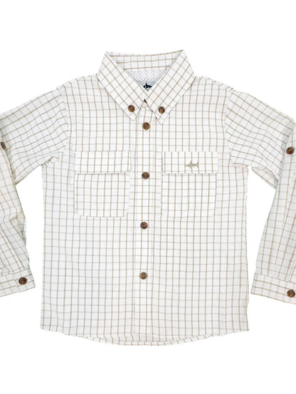 Flagler Fishing White and Khaki Buttonup