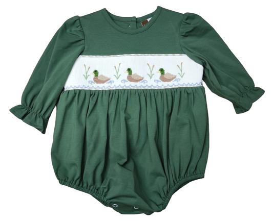 Mallard Duck Smocked Girls Bubble