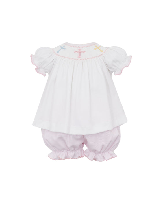 White Knit Cross Bloomer Set