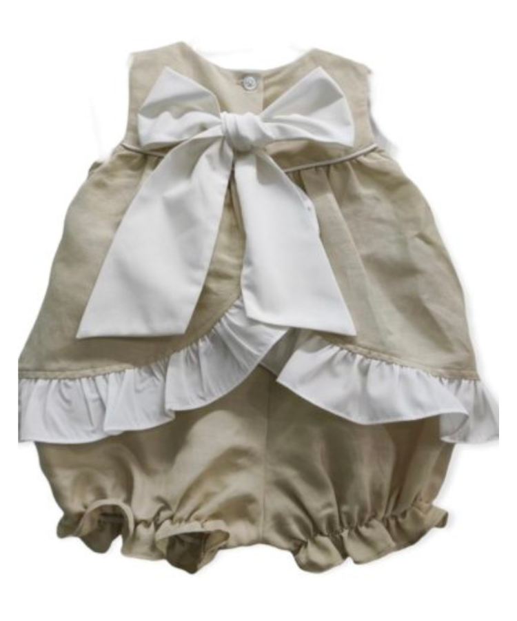 Khaki Linen Bloomer Set with Bow