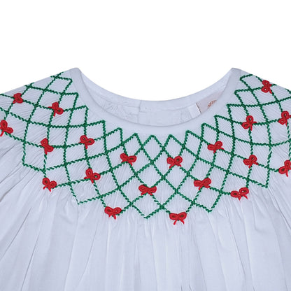 Red & Green Christmas Bishop Smock Dress