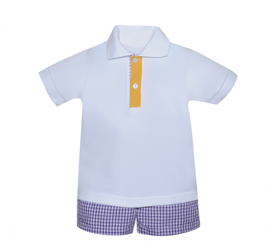 Boys Purple and Gold Short Set