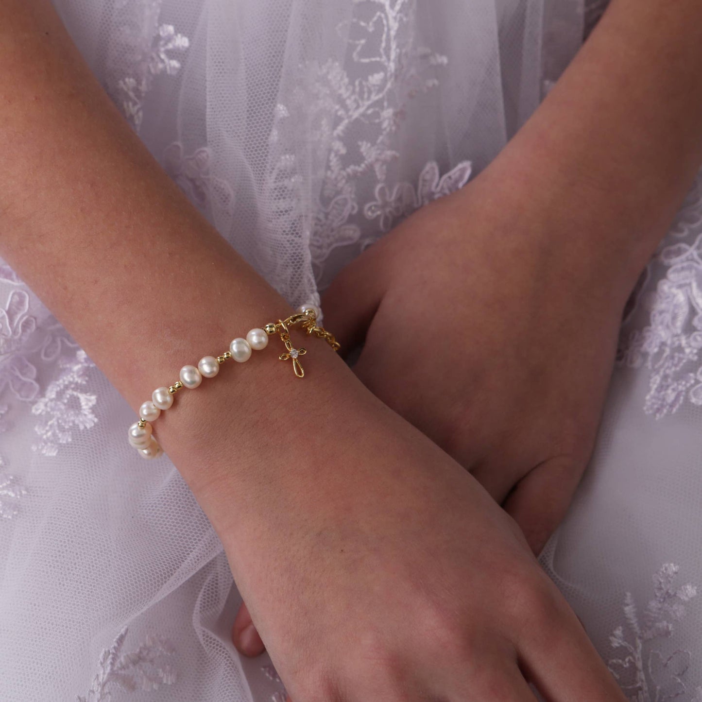 14K Gold-Plated Baby Cross Bracelet