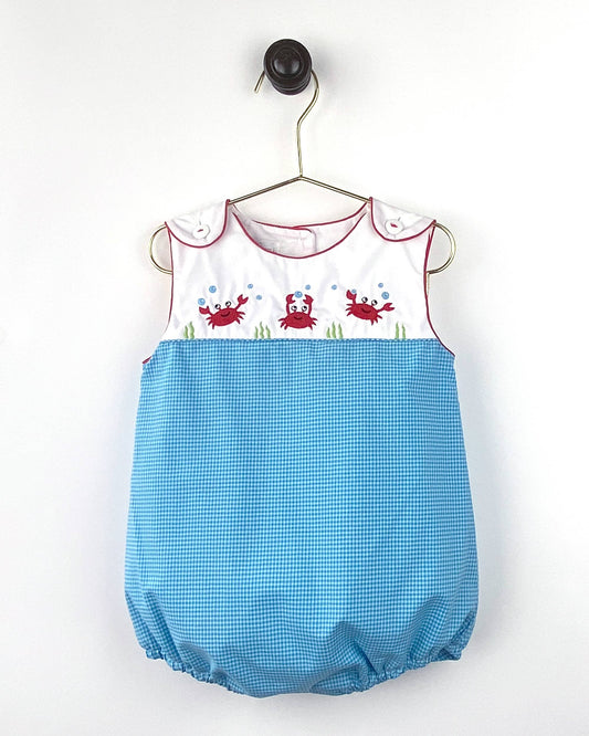 Boys Bubble with Crab Embroidery