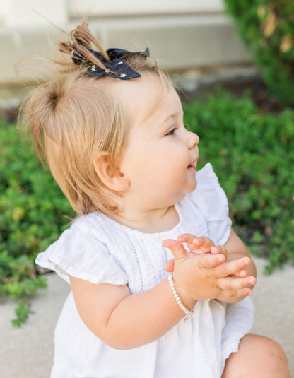 Girls Silver Pearl Baby Baptism Bracelet