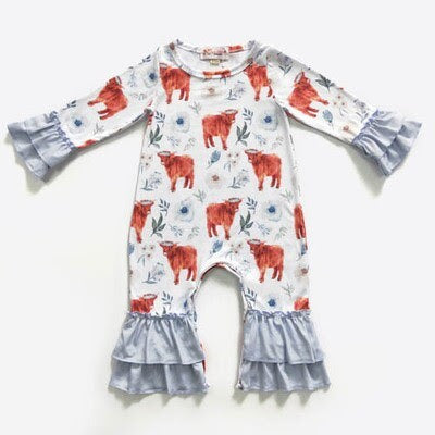 Baby Blue Highland Long Sleeve Romper