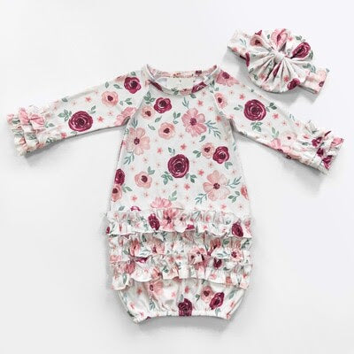 Scarlet Blooms Baby Gown